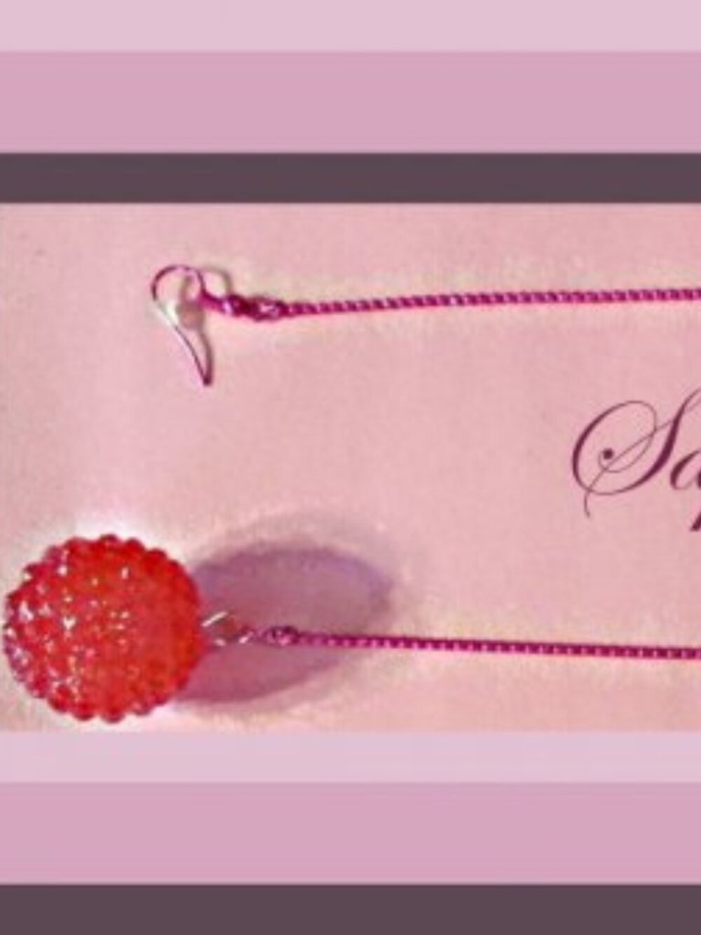 Very Long Hot Pink Disco Ball Design Dangle Earrings Clubbing Style